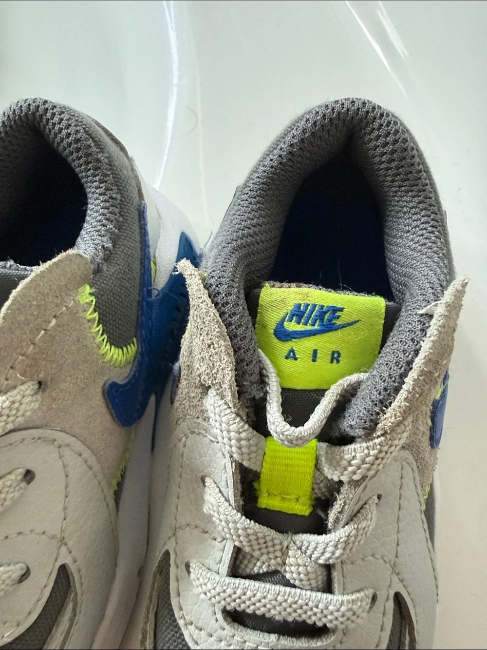 Nike Kids' Sneakers - Gray, Blue & Neon Yellow Accents
